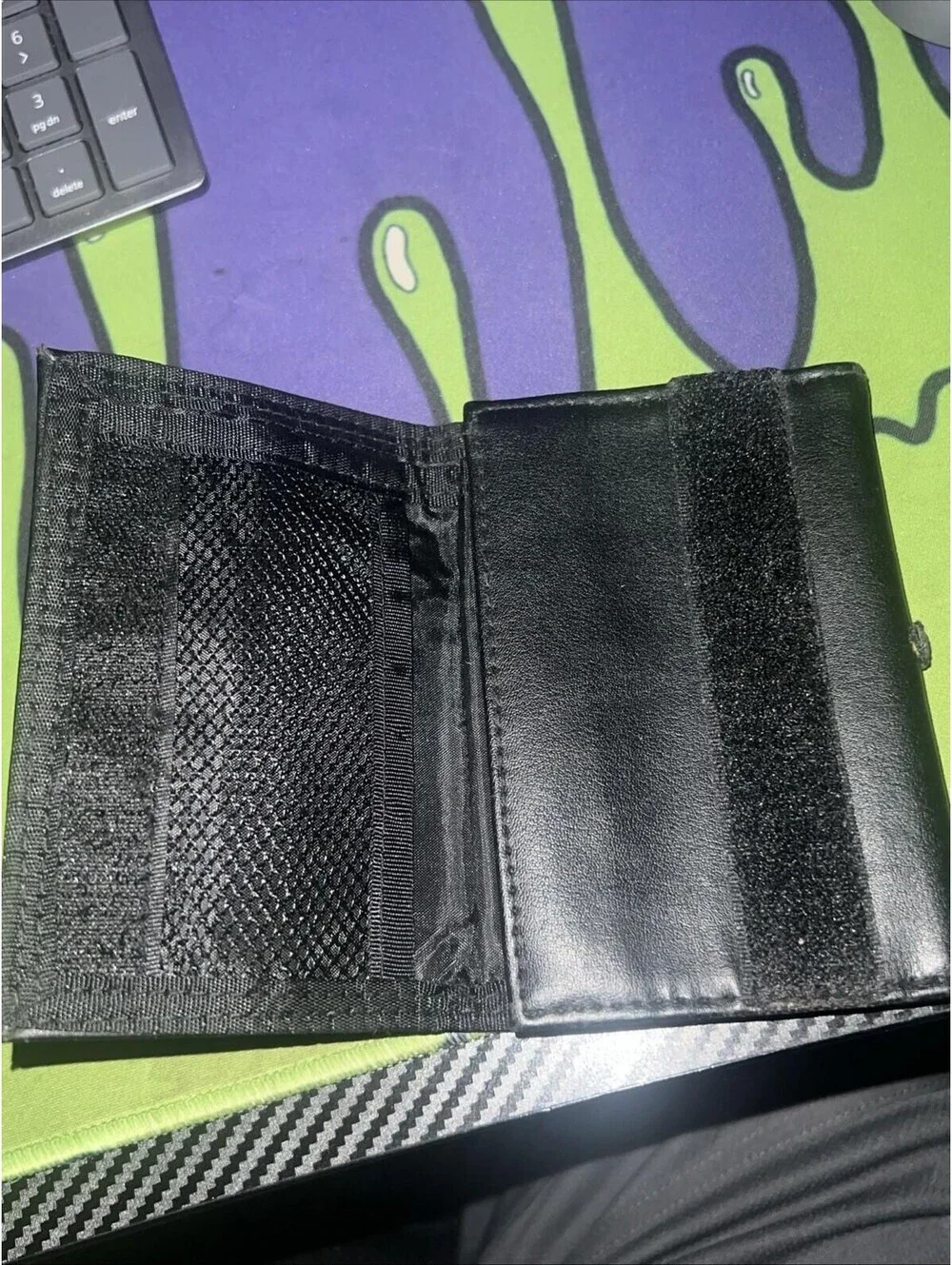 Vintage Black Trifold Wallet Jack Skellington Skull Crossbones Disneyland